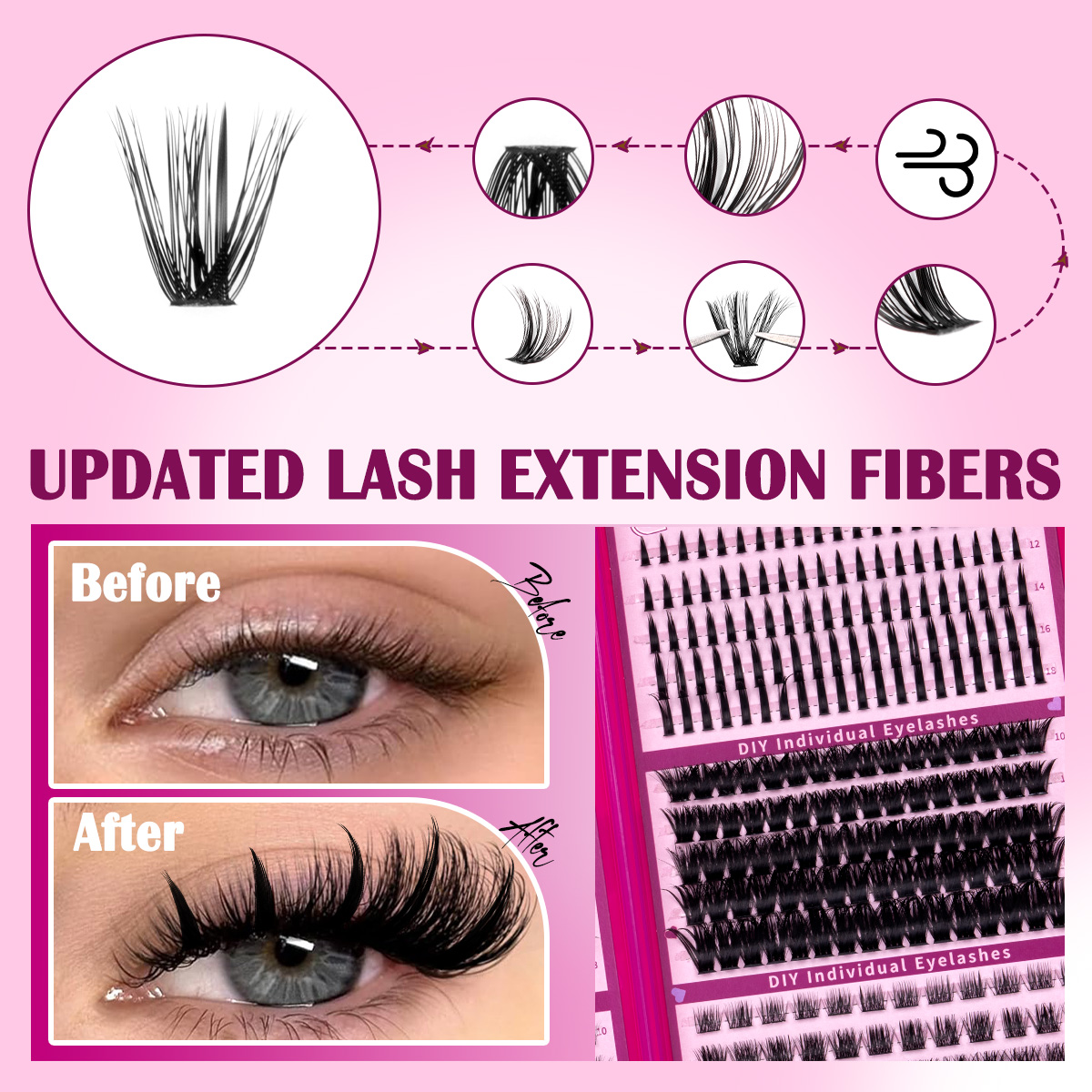 DIY Lashes Cluster Kit Large C - Eyelash Extension Home Service review and price