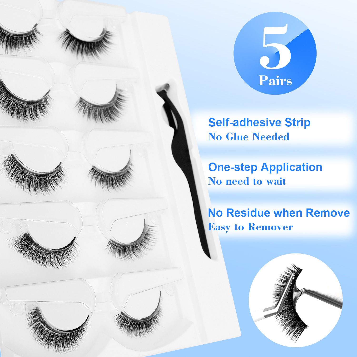 5 Pairs Glue-free Self-adhesiv - Eyelash Extension Glue Remover review and price